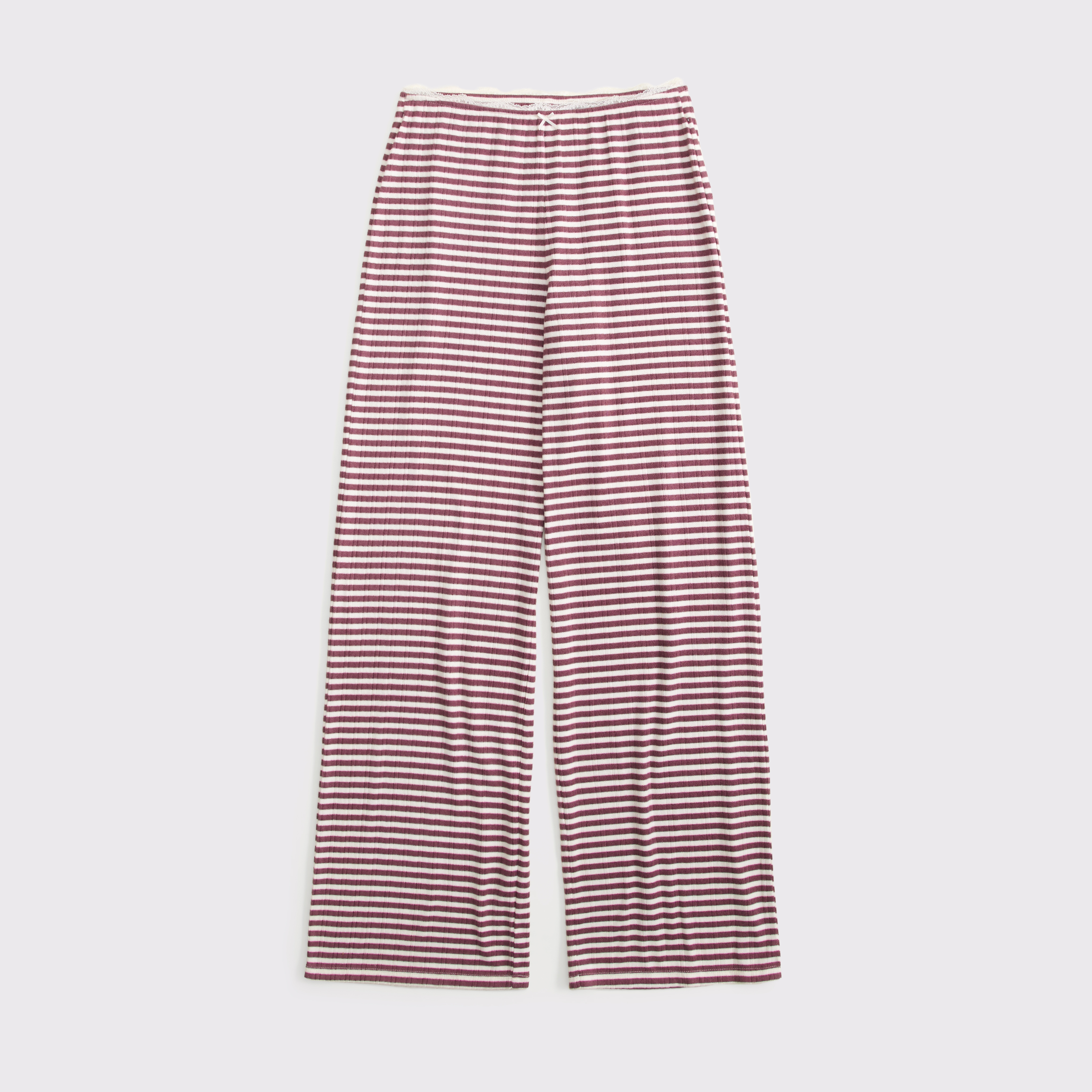 Пижамные брюки, кружевная отделка — Abercrombie & Fitch, цвет: Пудровый полосатый — фото 1