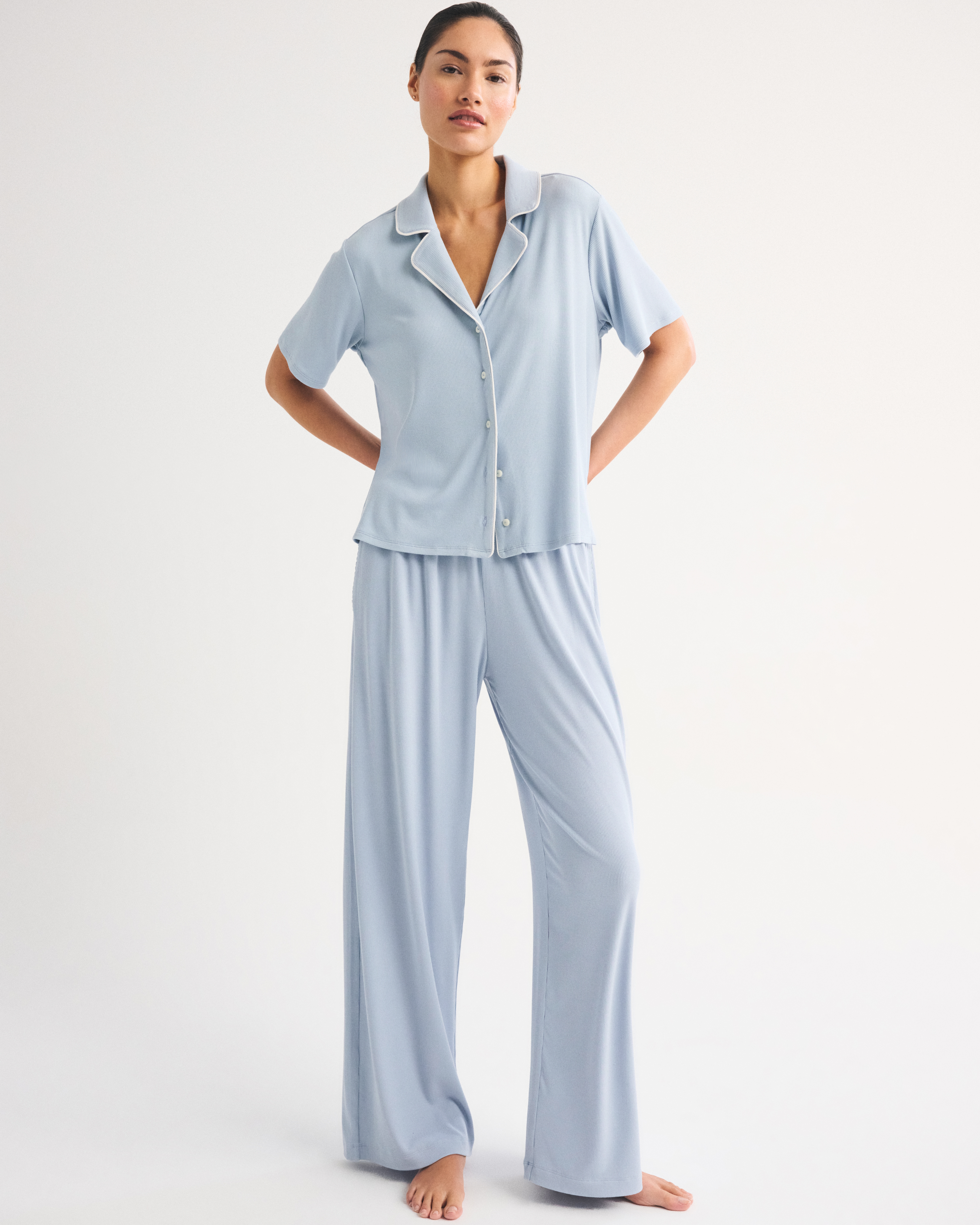 Женские рубашки Abercrombie & Fitch Modal-Blend Lounge Rib Button-Through Shirt — фото 3