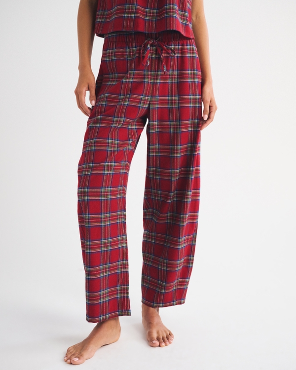 Women's Flannel Barrel Sleep Pant, Red Plaid view 2