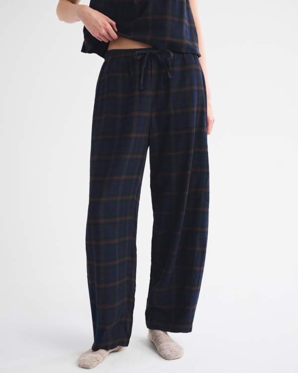 Women's Flannel Barrel Sleep Pant, Navy Plaid view 2