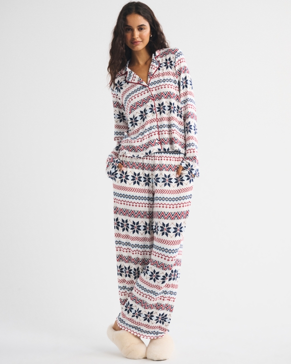Women's Modal-Blend Sleep Top, White Fair Isle Print view 2