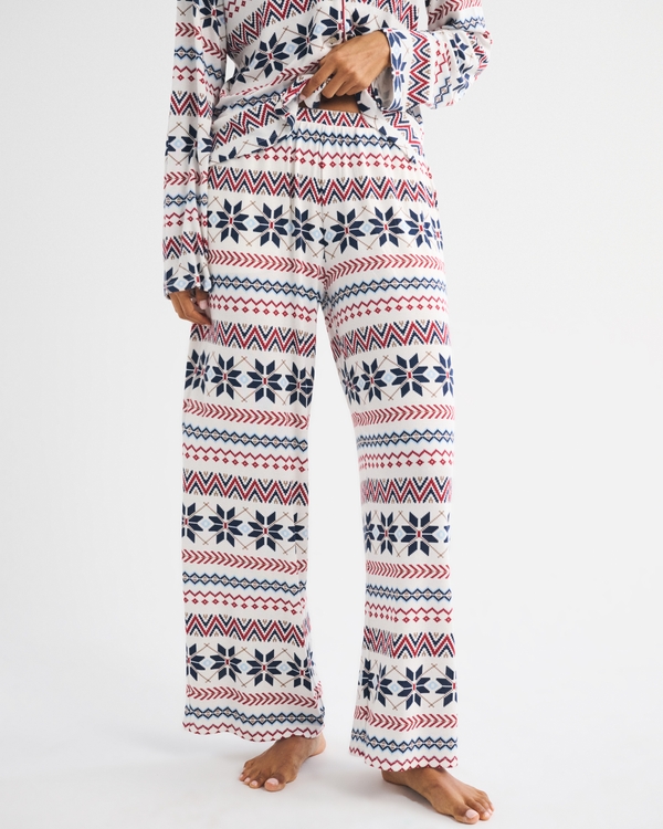 Women's Modal-Blend Sleep Pant, White Fair Isle Print view 2