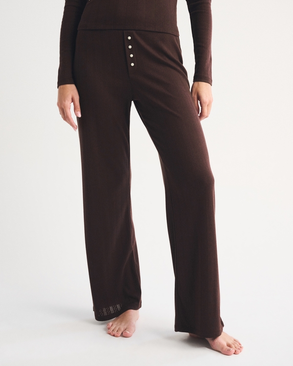 Wide Leg Sleep Pant, Dark Brown view 2
