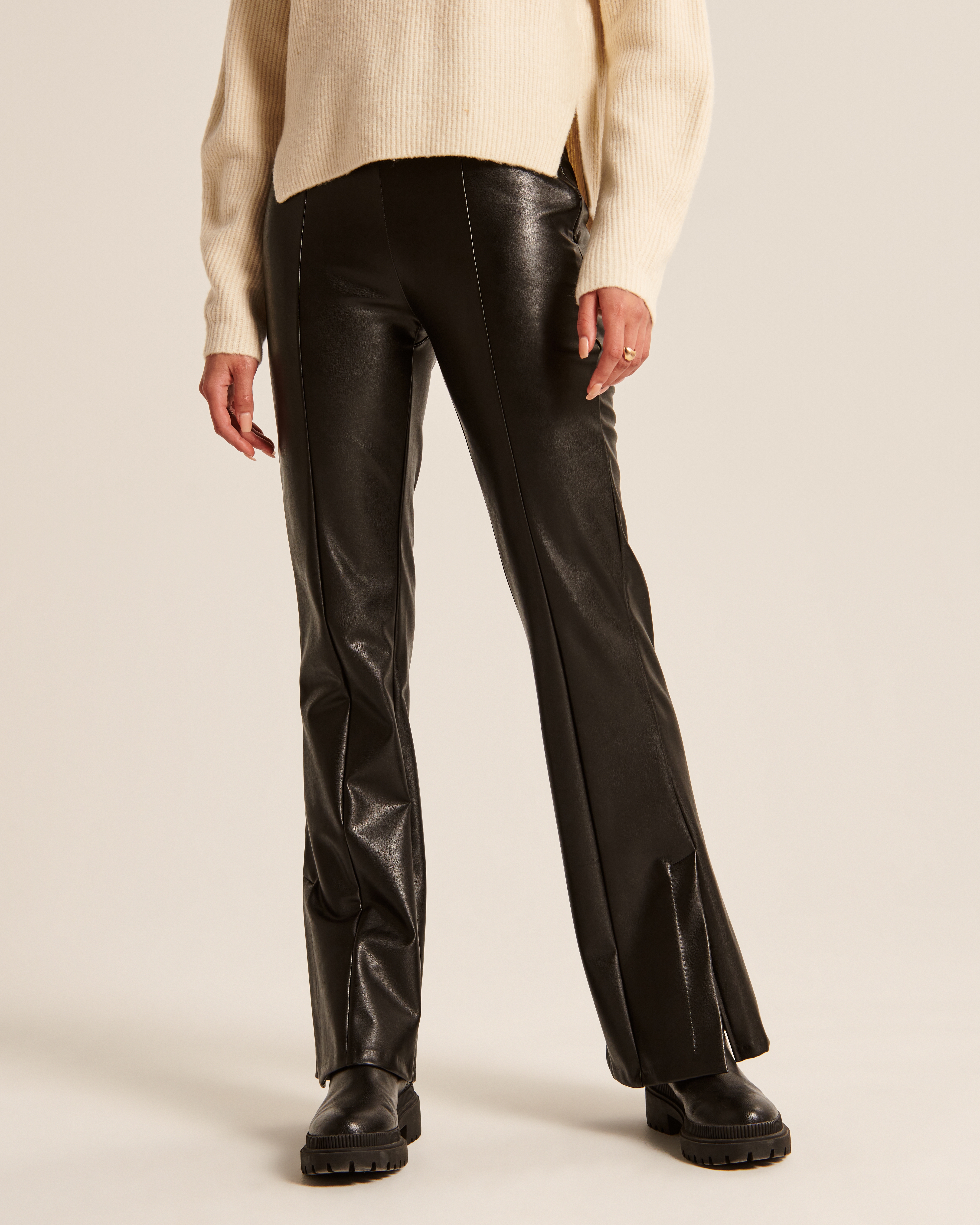 Women's Split-Hem Vegan Leather Slim Flare Pant | Women's Sale