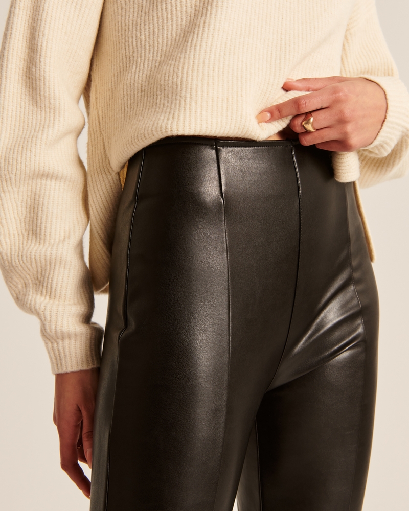 Women's Split-Hem Vegan Leather Slim Flare Pant, Women's Sale