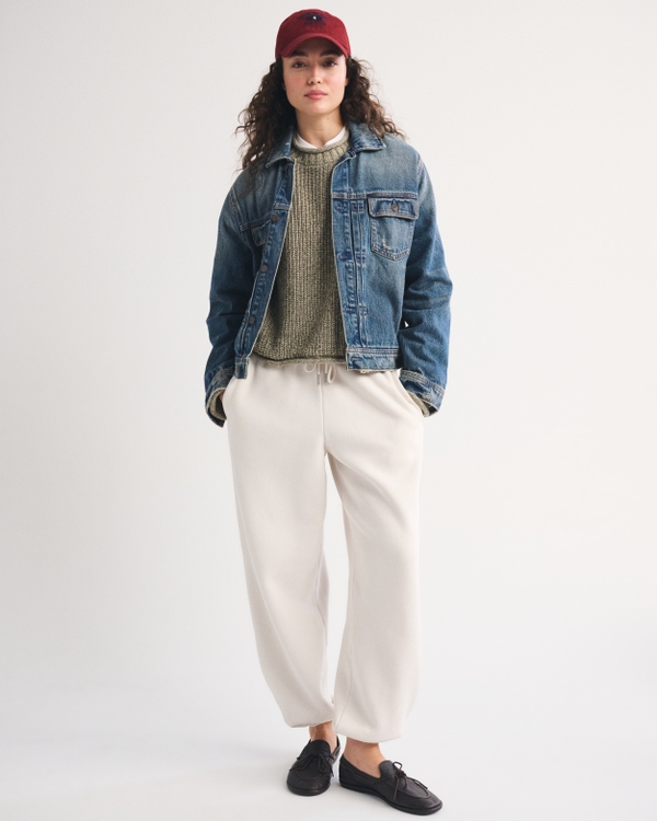 High Rise Sunday Baggy Sweatpant, Light Sand view 1