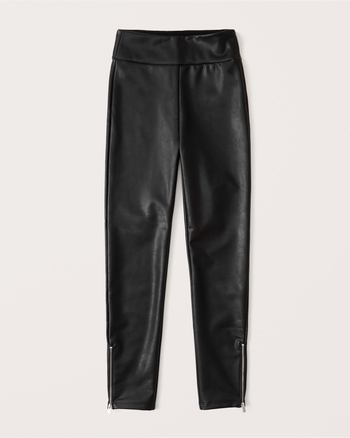 Women's Vegan Leather Zip-Ankle Leggings | Women's Bottoms ...