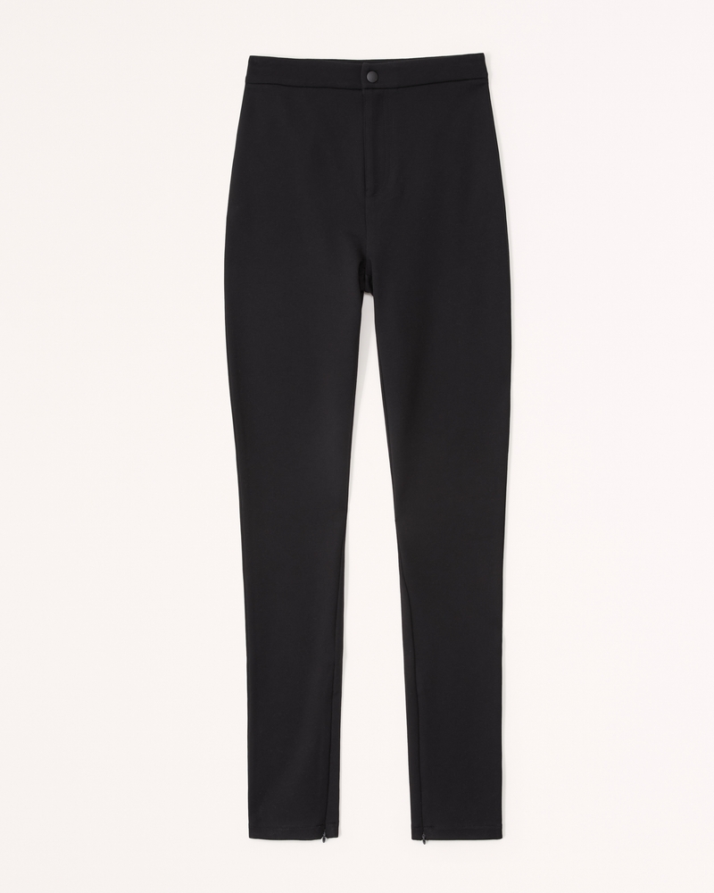 Women's Black Ultra Stretch Ponte Straight Leg Pant Size L New by Quince