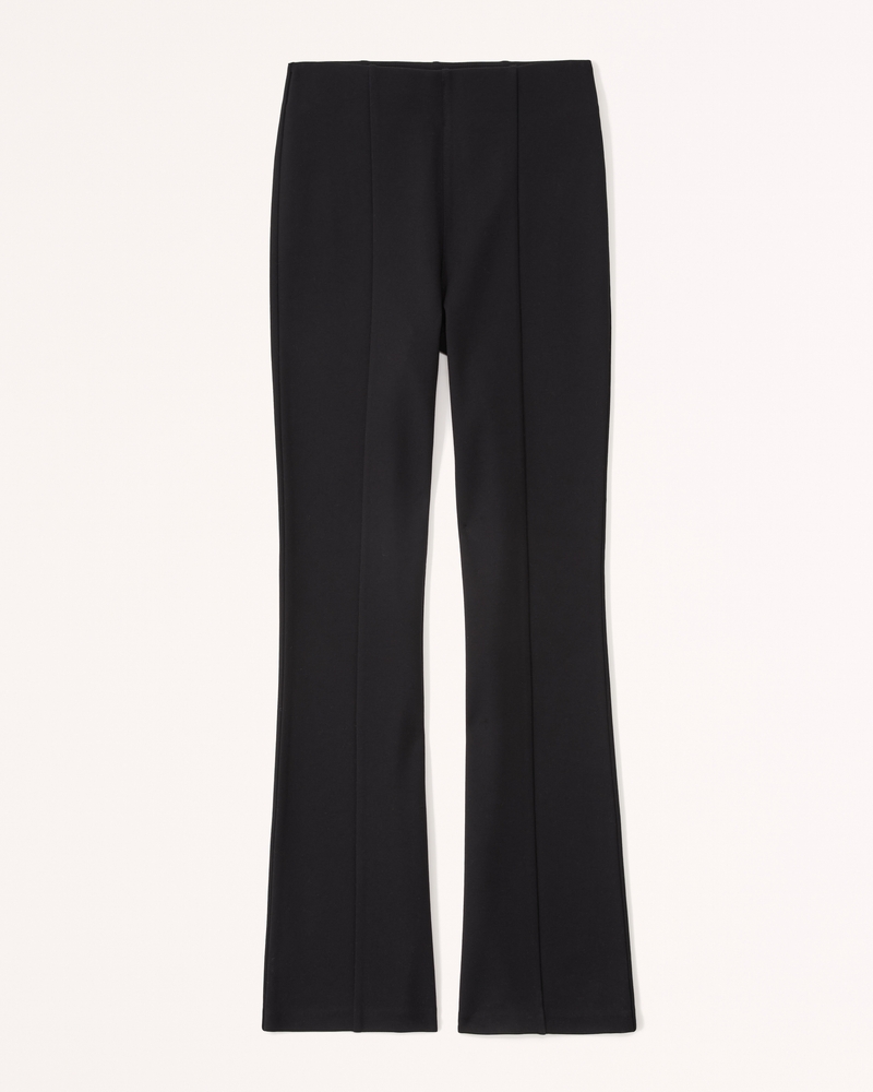 Abercrombie & Fitch Size S Ponte Knit Split-Hem Slim Flare Pant Black 