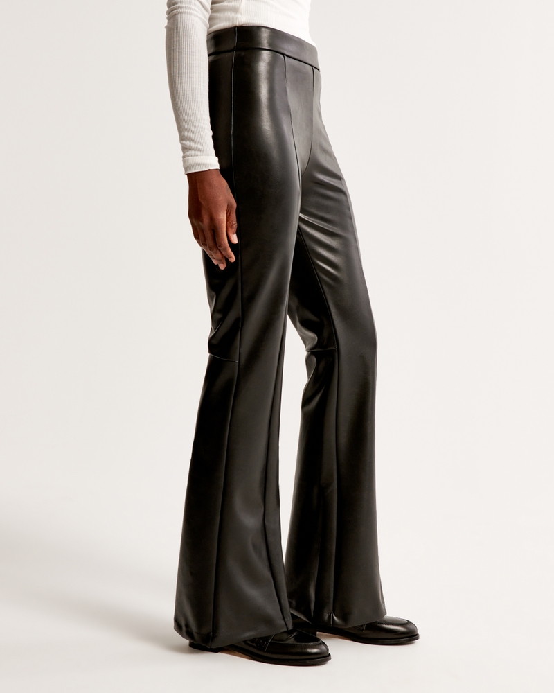 Faux leather flare pants