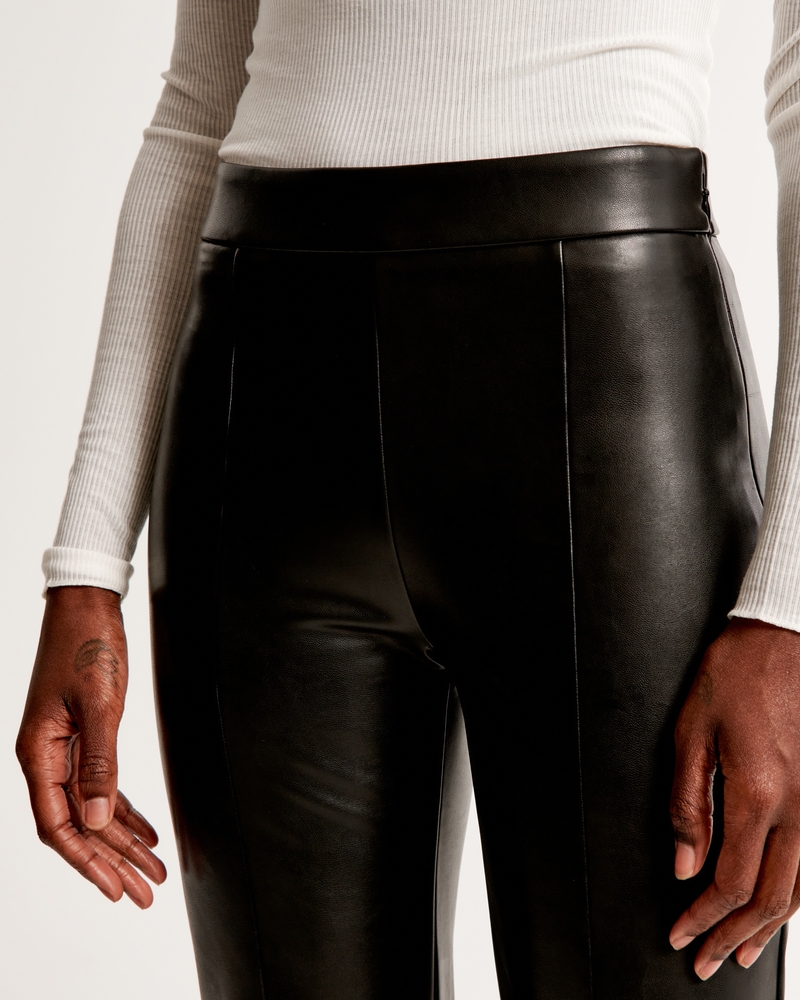 Women's Contrast Leather Zipper Waist High Faux Design Pants Pants Crotch  Zipper Leggings : : Clothing, Shoes & Accessories