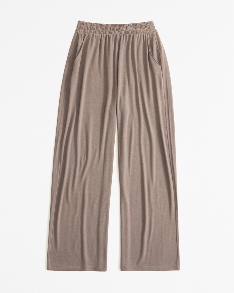 Grey Knit Wide Leg Lounge Trousers