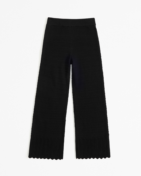 Crochet-Style Wide Leg Pant, Black