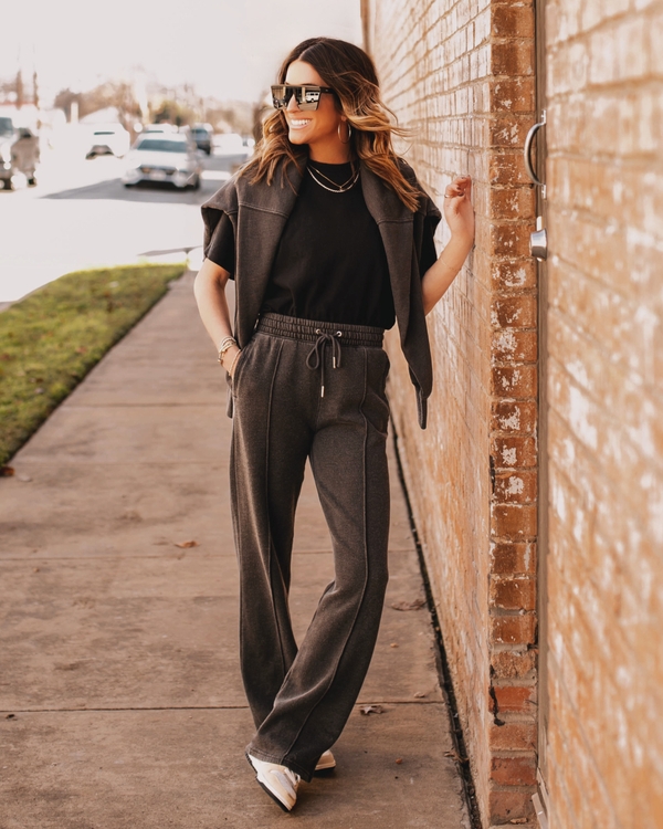 Wide Leg Sweatpant, Dark Grey