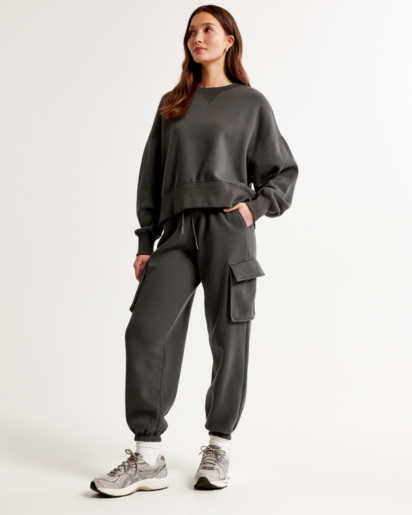 Oatmeal Pintuck Detail Oversized Joggers