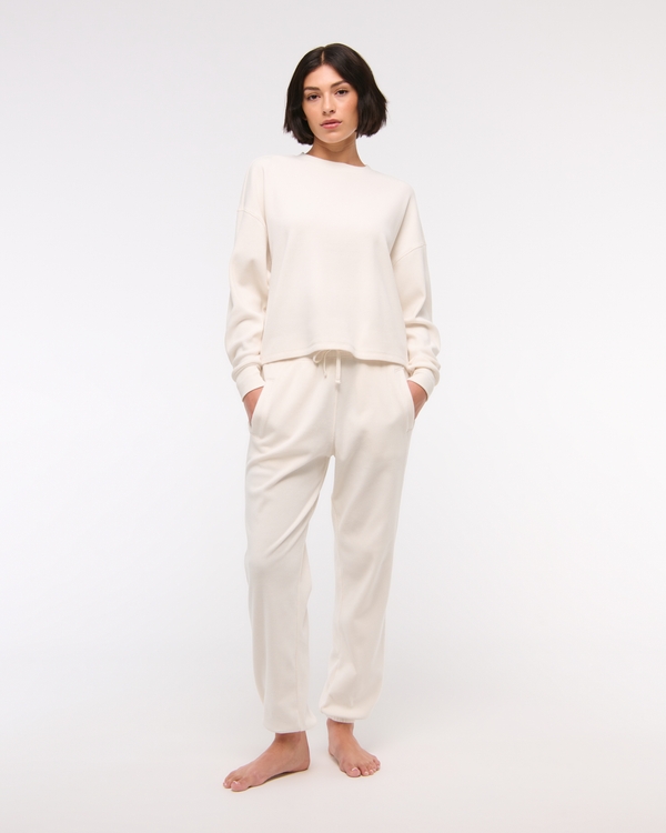 Lounge Waffle Oversized Jogger, Cream