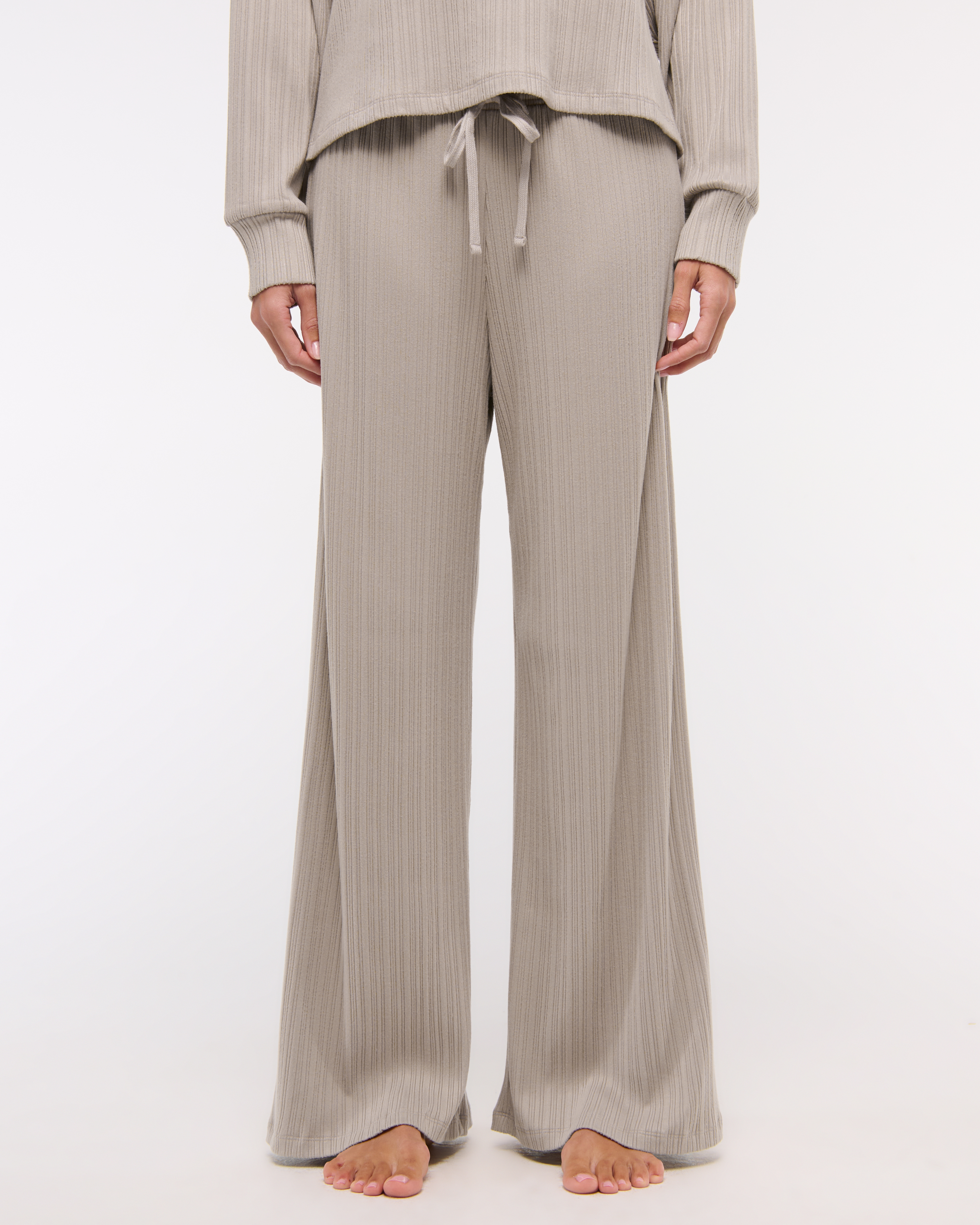Wide leg ribbed lounge pants hotsell