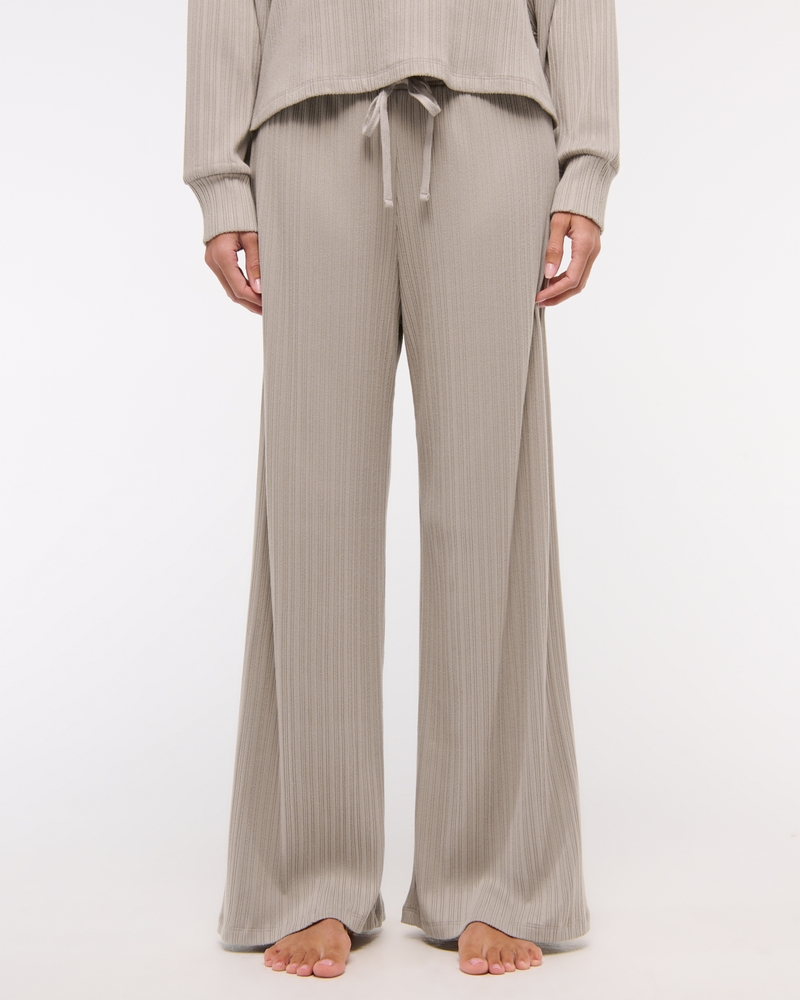 Lounge Rib Mid Rise Wide Leg Sweatpant