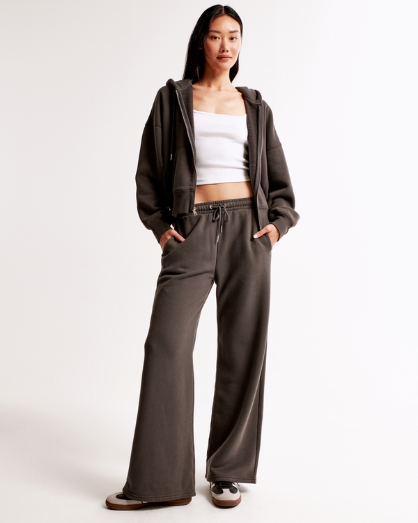 Essential Sunday Wide Leg Sweatpant, Dark Gray