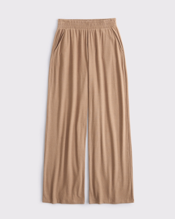 Lounge Brushed Wide Leg Sweatpant, Light Brown view 1