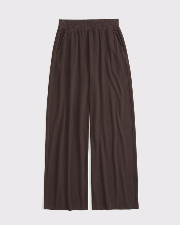 Lounge Brushed Wide Leg Sweatpant, Dark Coffee view 1