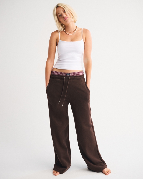 High Rise Wide Leg Sunday Sweatpant, Dark Coffee view 1