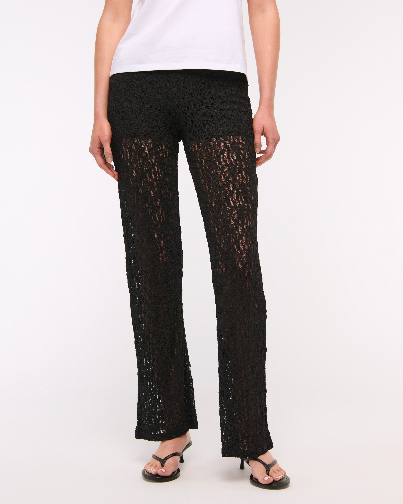 High Rise Knit Lace Pant