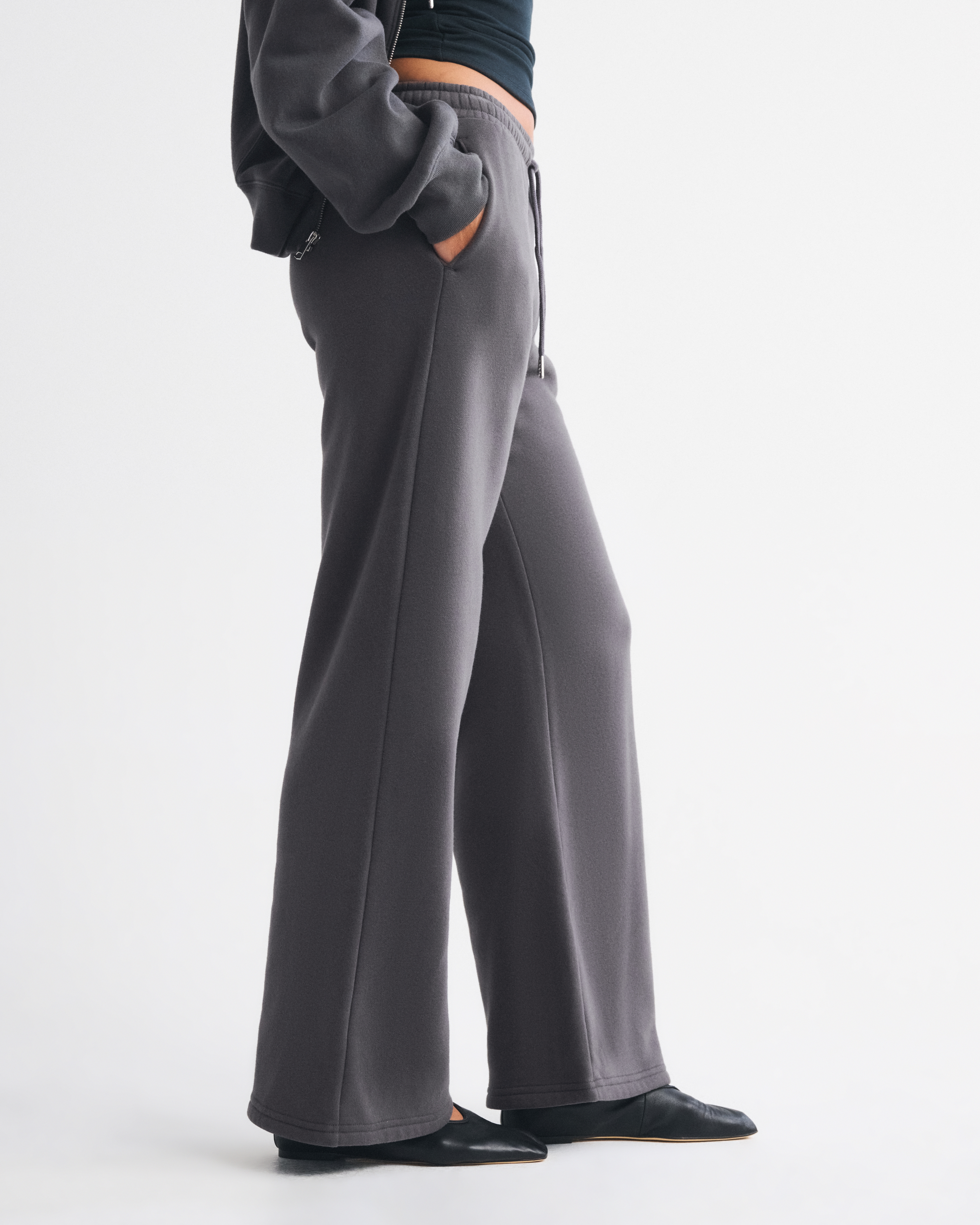 Abercrombie & Fitch High Rise Sunday Wide Leg Sweatpant In Gray