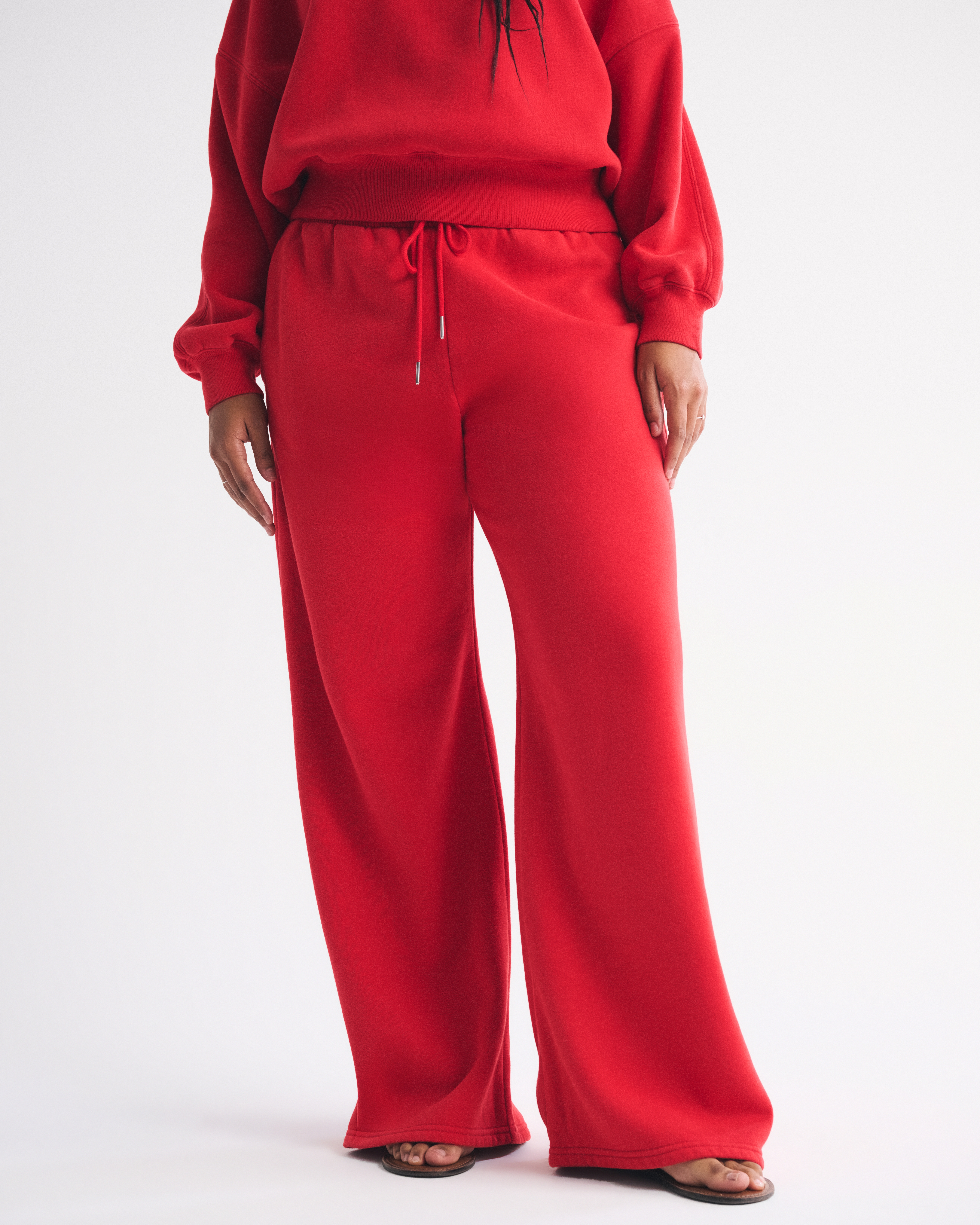 Abercrombie & Fitch High Rise Sunday Wide Leg Sweatpant In Red