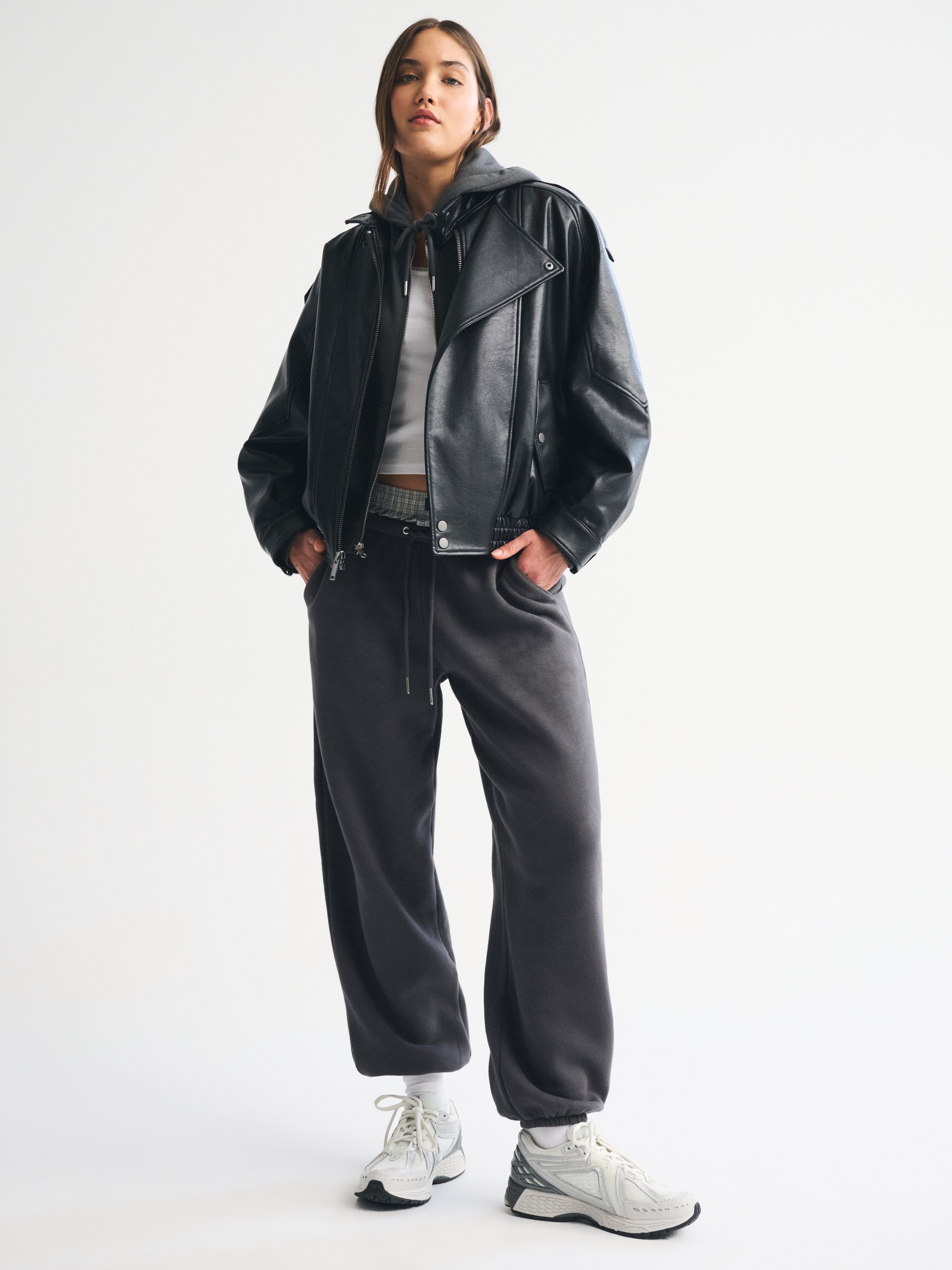 Abercrombie & Fitch High Rise Sunday Baggy Sweatpant In Gray