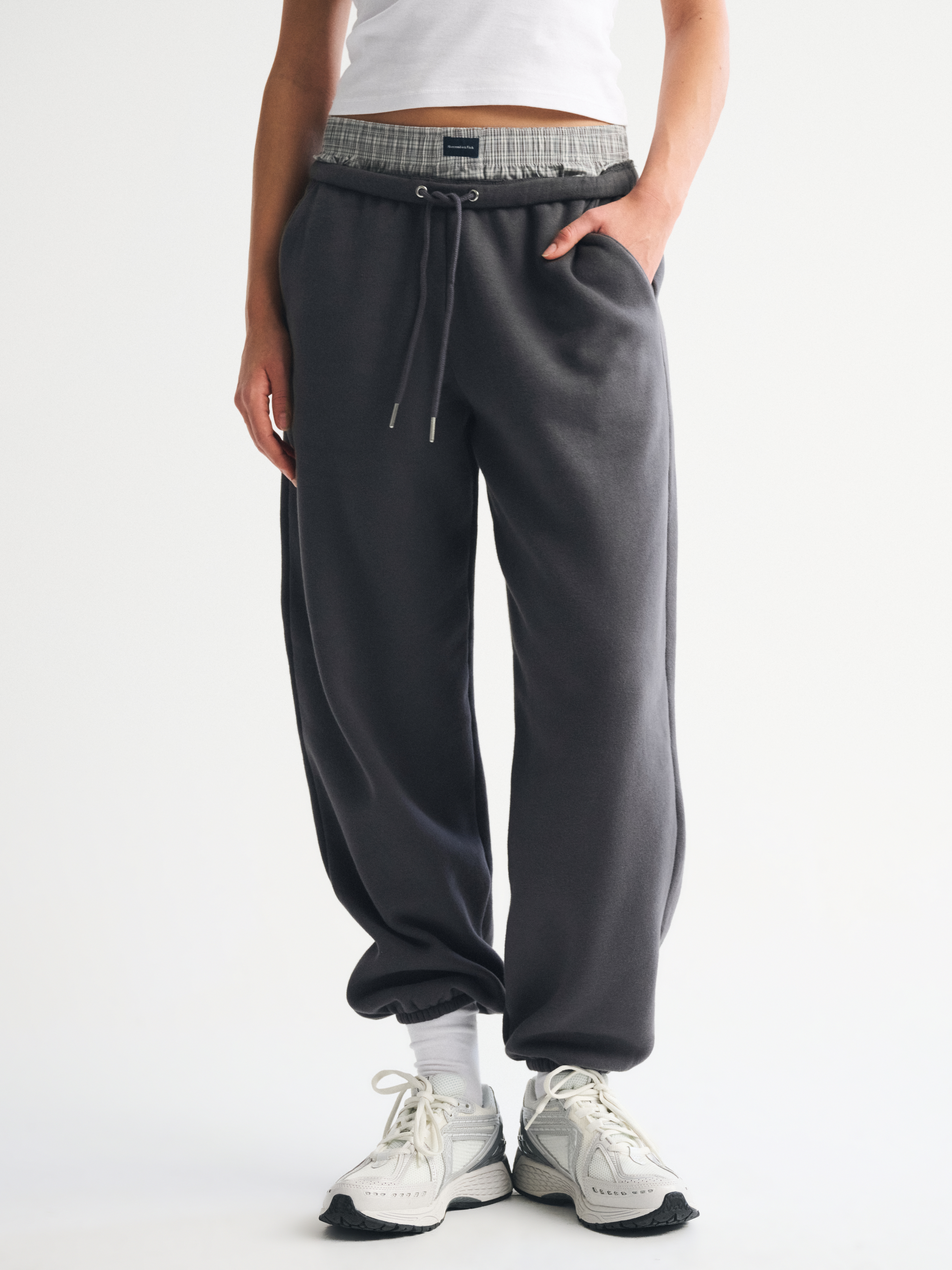 Abercrombie & Fitch High Rise Sunday Baggy Sweatpant In Gray