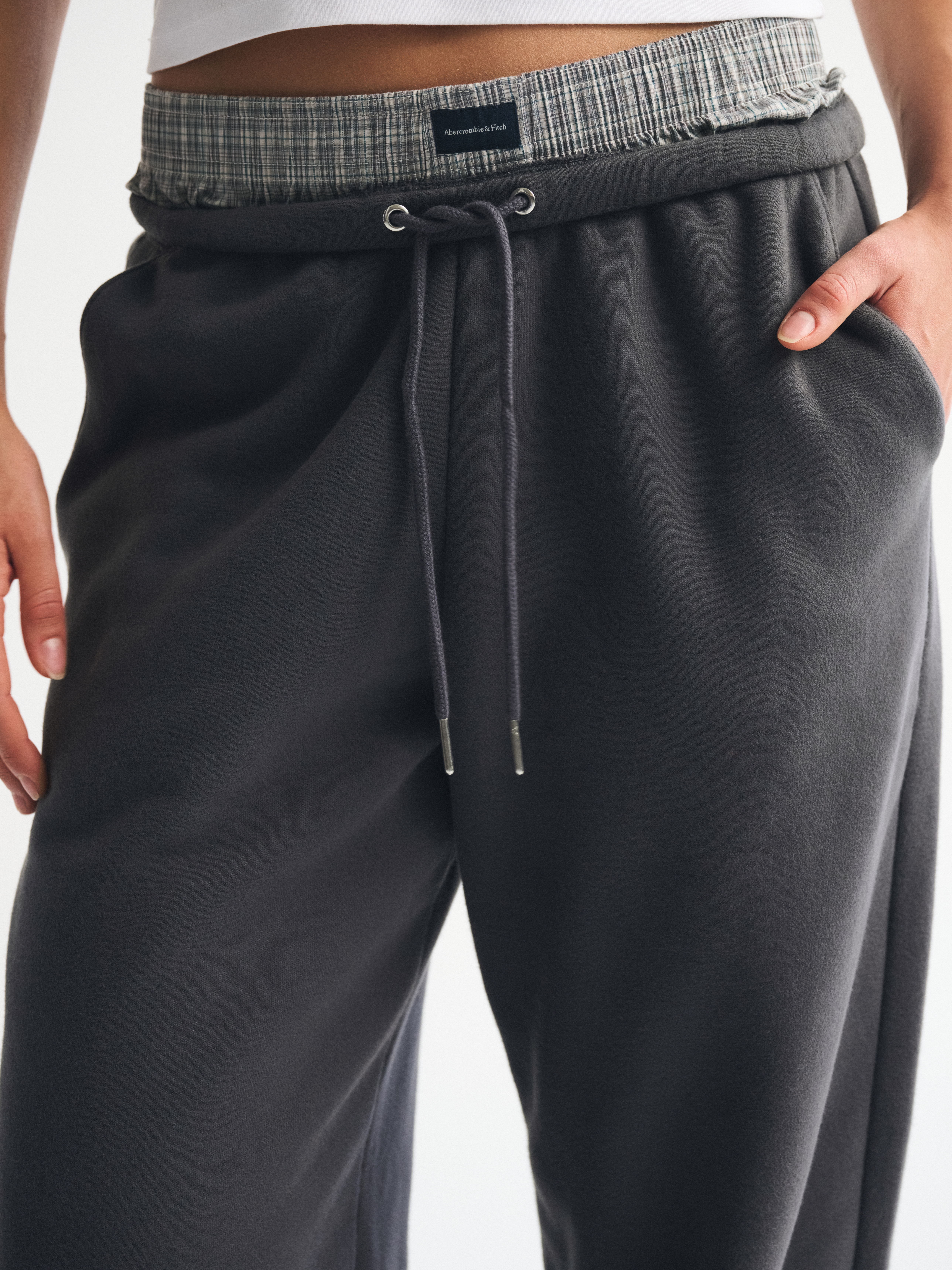 Abercrombie & Fitch High Rise Sunday Baggy Sweatpant In Gray