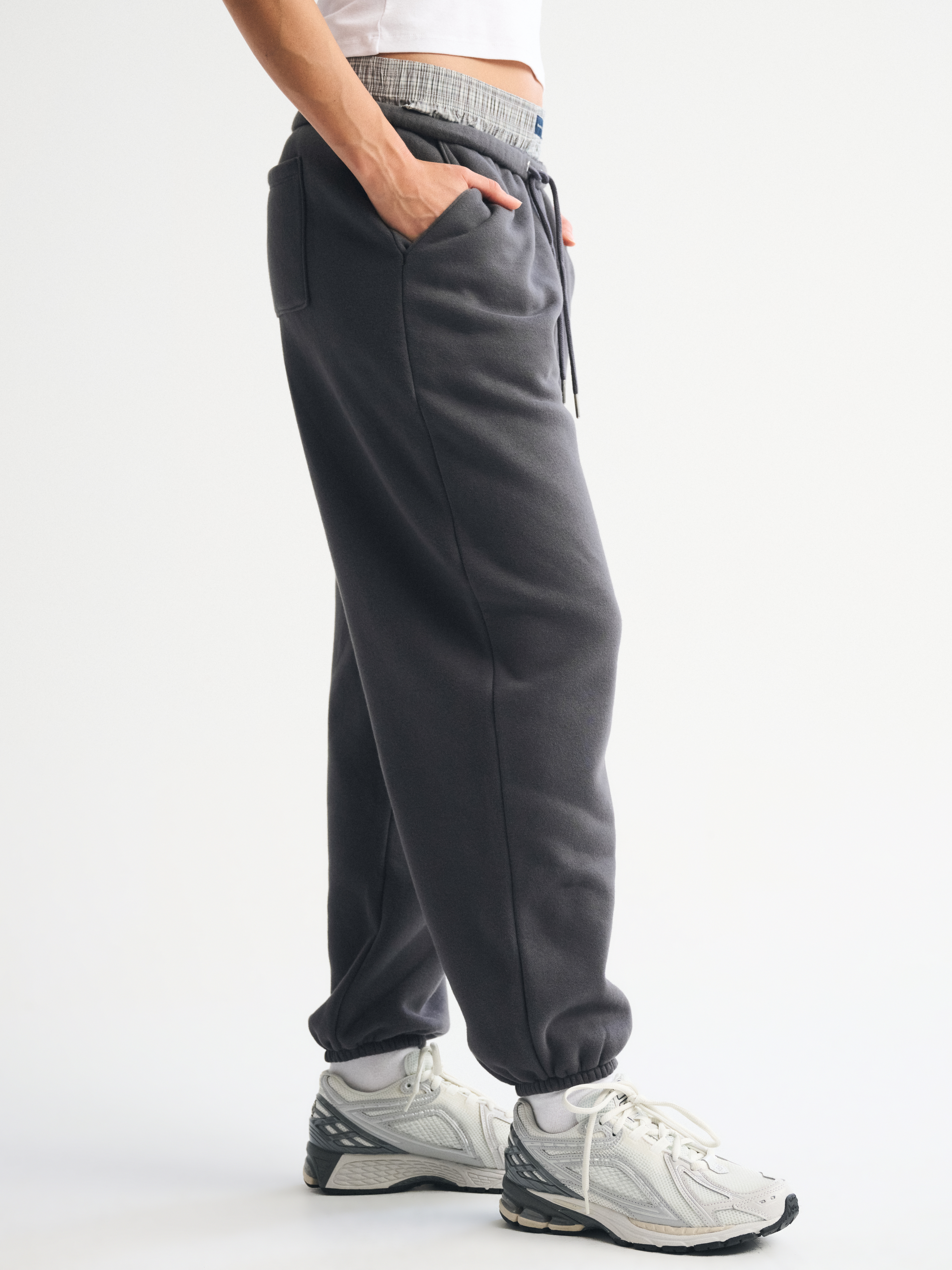 Abercrombie & Fitch High Rise Sunday Baggy Sweatpant In Gray