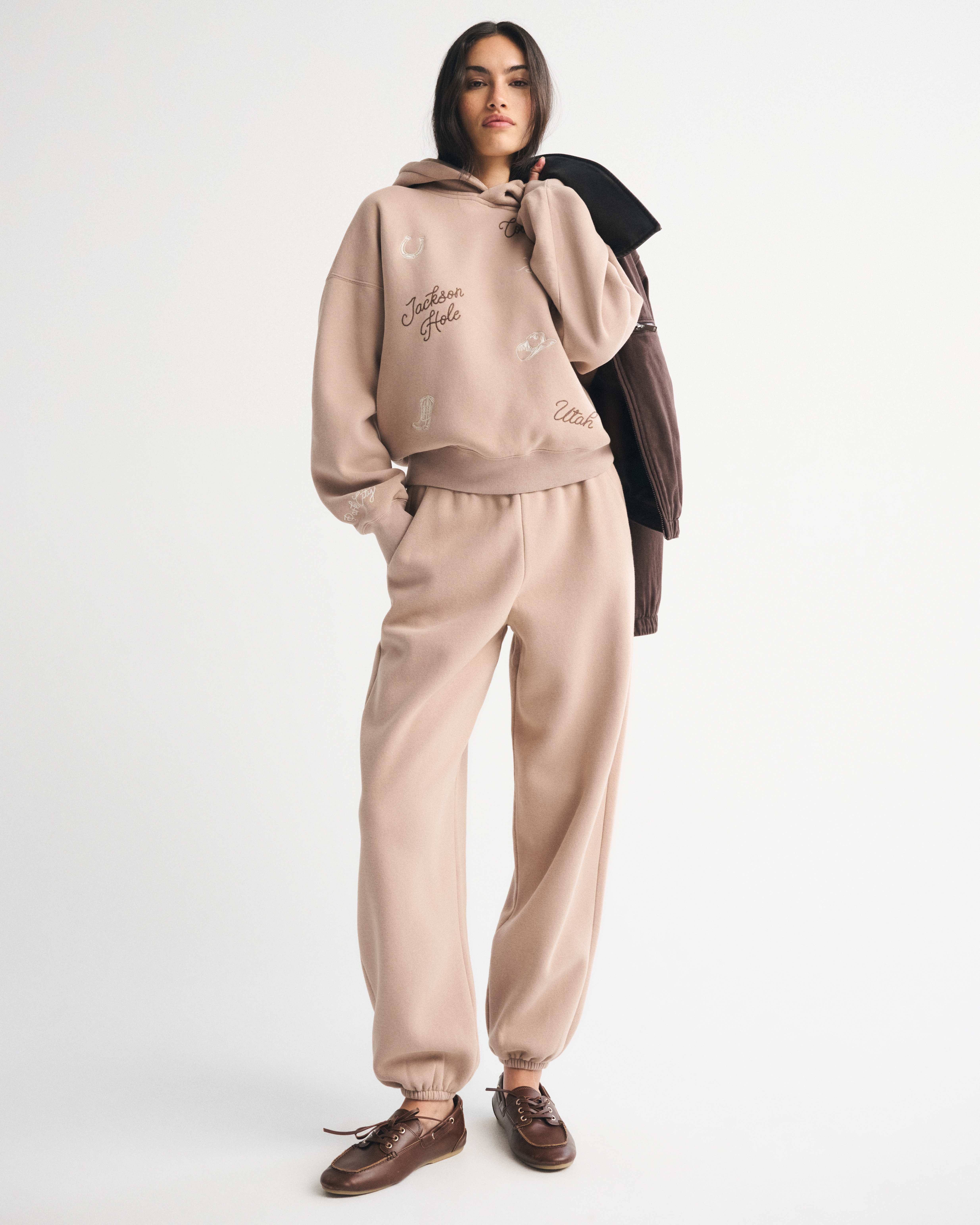 Abercrombie & Fitch High Rise Sunday Baggy Sweatpant In Brown