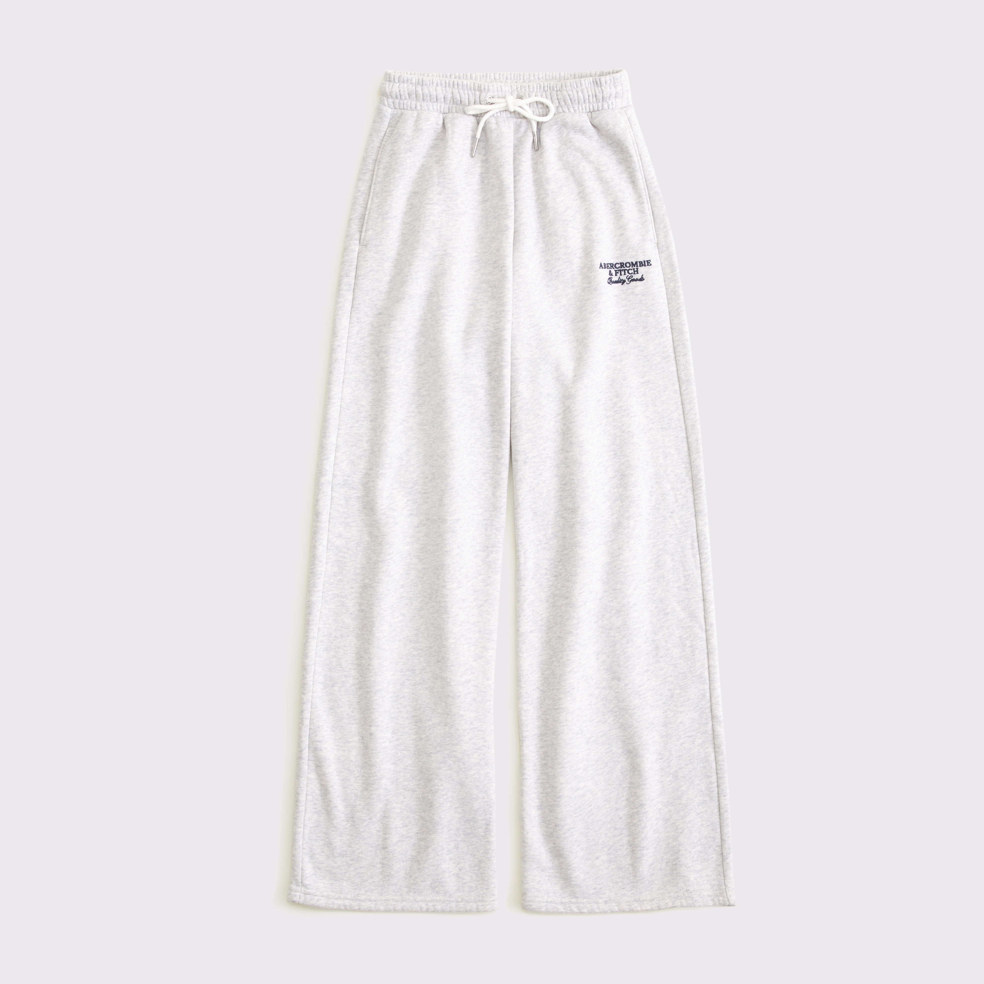Abercrombie & Fitch Logo Wide Leg Sweatpant In White