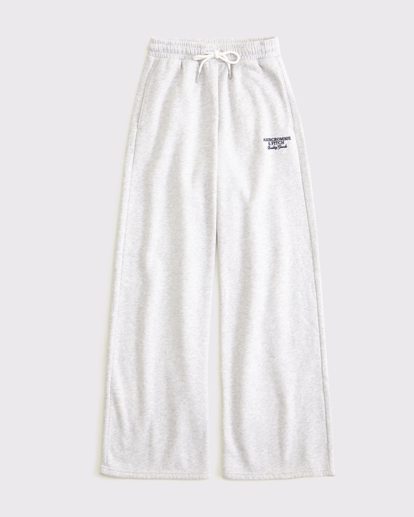 Pantalones de chándal con pernera ancha y logo, Med Grey Pattern view 1