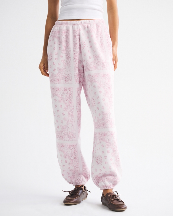 High Rise Sunday Baggy Sweatpant, Light Pink Pattern view 2