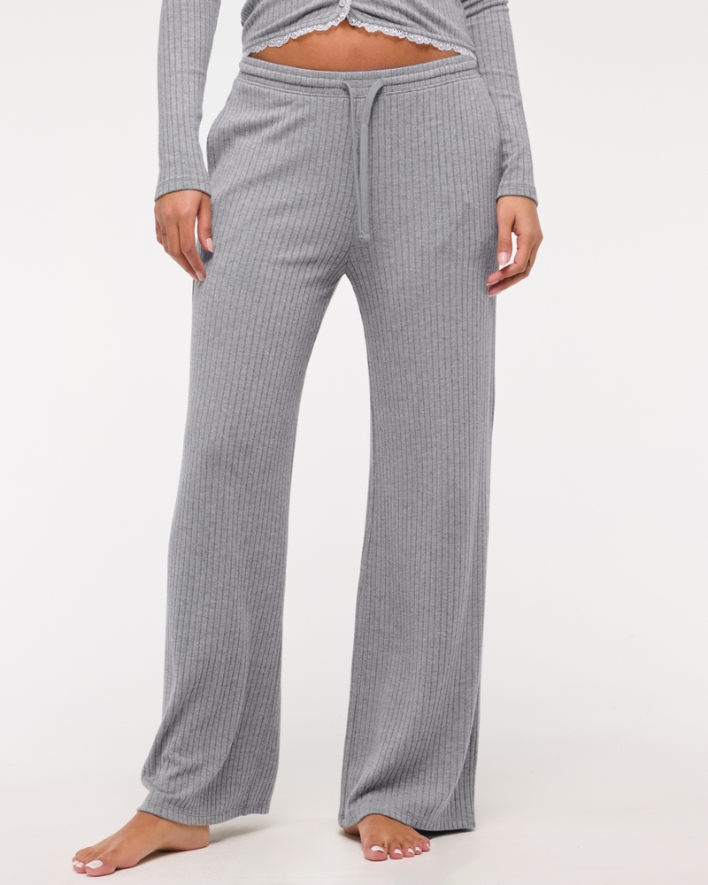 Lounge Rib Mid Rise Wide Leg Sweatpant