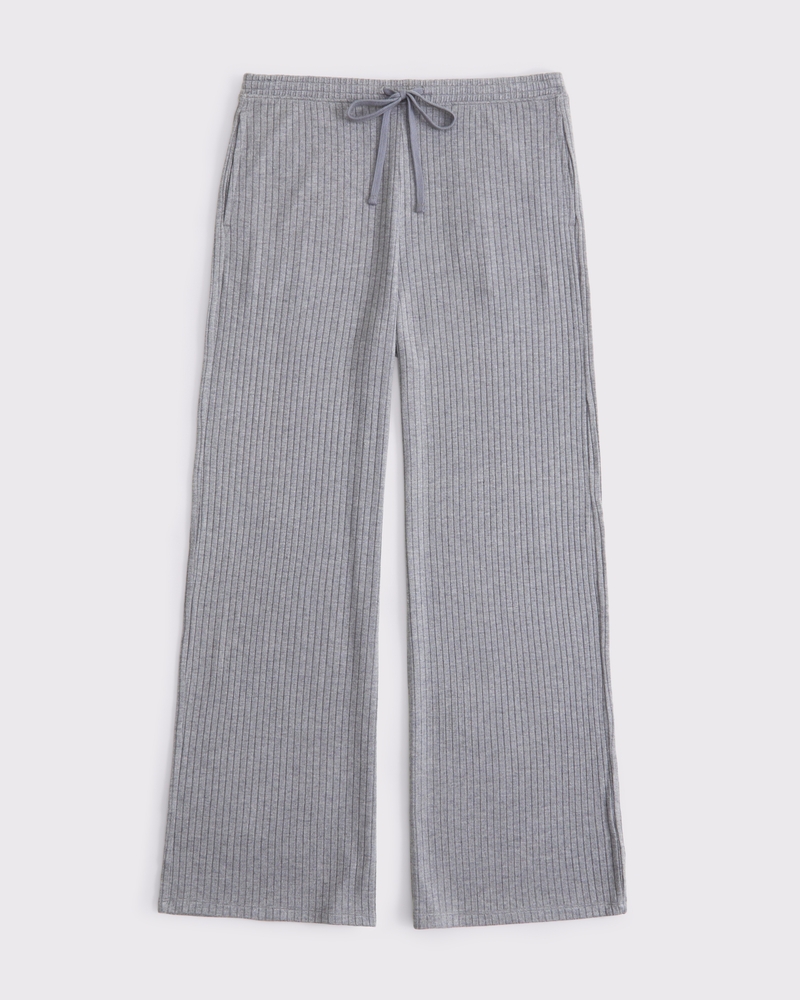 Lounge Rib Mid Rise Wide Leg Sweatpant