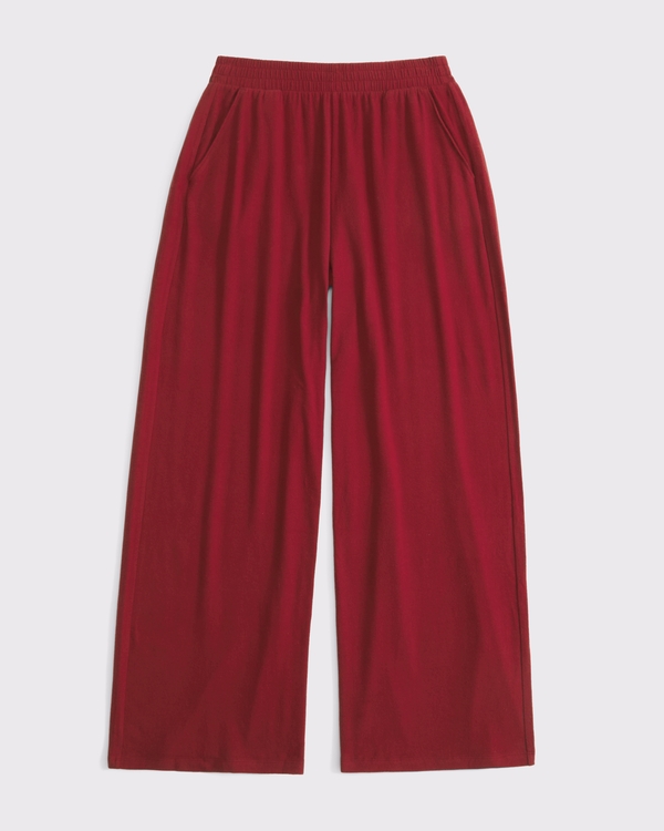 Cozy Lounge Knit Wide Leg Sweatpant, Rich Ruby view 1