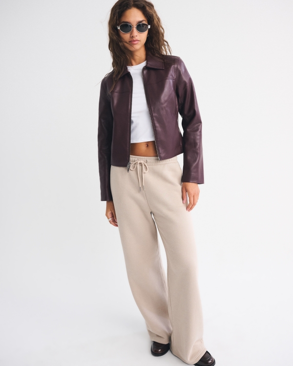 High Rise Sunday Wide Leg Sweatpant, Sand view 1