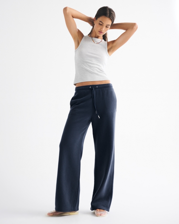High Rise Sunday Wide Leg Sweatpant, Sapphire view 1