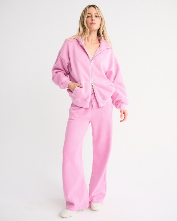 High Rise Sunday Wide Leg Sweatpant, Pink view 1