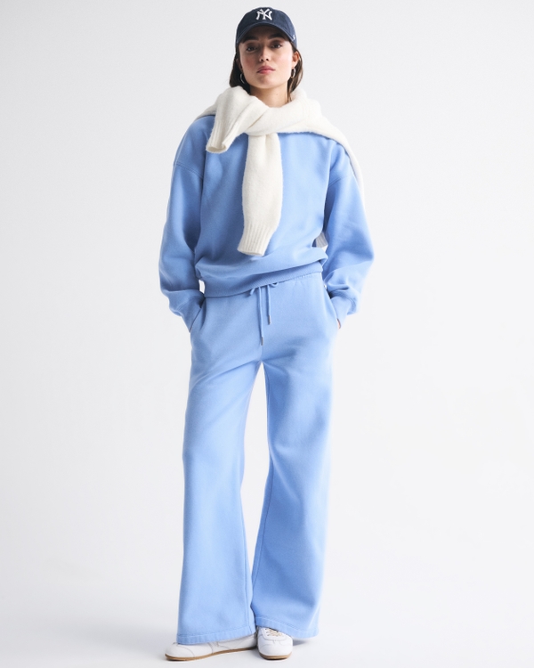 High Rise Sunday Wide Leg Sweatpant, Sky Blue view 1