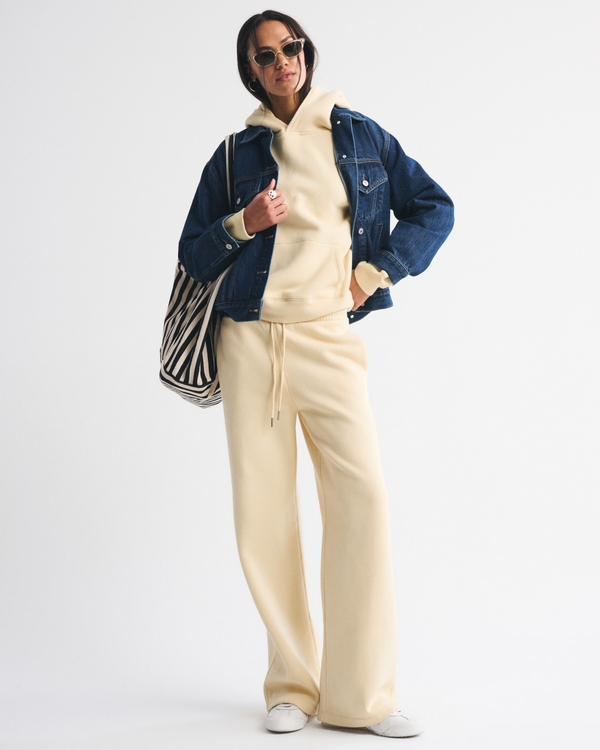 High Rise Sunday Wide Leg Sweatpant, Light Yellow view 2