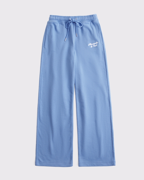 Logo 毛巾布闊腳運動褲, 藍色 view 1