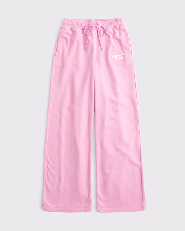 Logo 毛巾布闊腳運動褲, 紫紅色 view 1