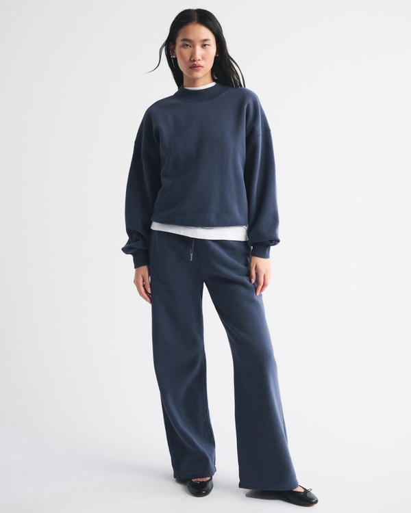 High Rise Sunday Wide Leg Sweatpant, Sapphire view 1