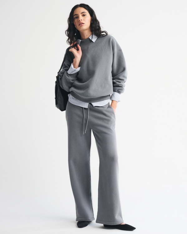 High Rise Sunday Wide Leg Sweatpant, Cool Gray view 1