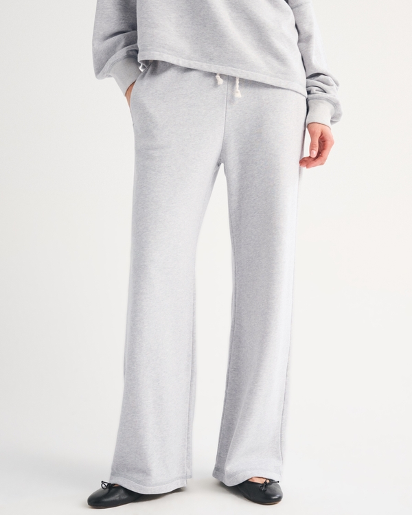 High Rise Sunday Terry Wide Leg Sweatpant, Light Gray view 2